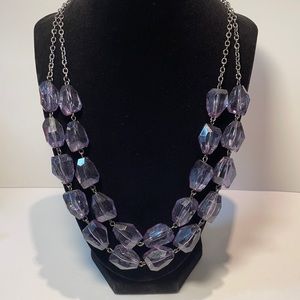 Purple Bead & Black Chain Double Necklace